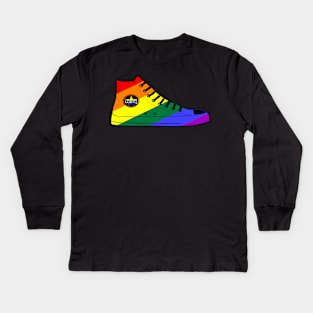 LGBTQ Shoe Pride Moth Rainbow Flag Kids Long Sleeve T-Shirt